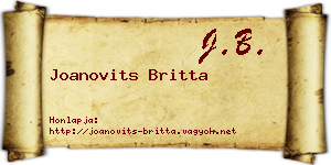 Joanovits Britta névjegykártya